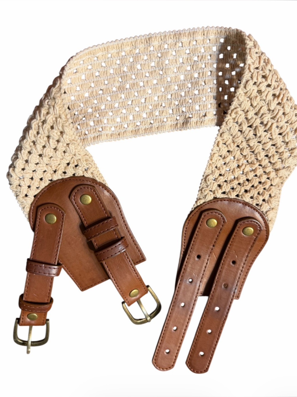 bohemian style wide belt with double buckle closure. Stretch.festival size S/M
